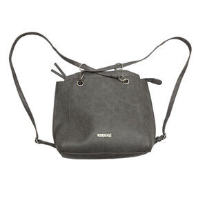 Alberto backpack purse 2 in 1 shoulder bag grey vegan leather